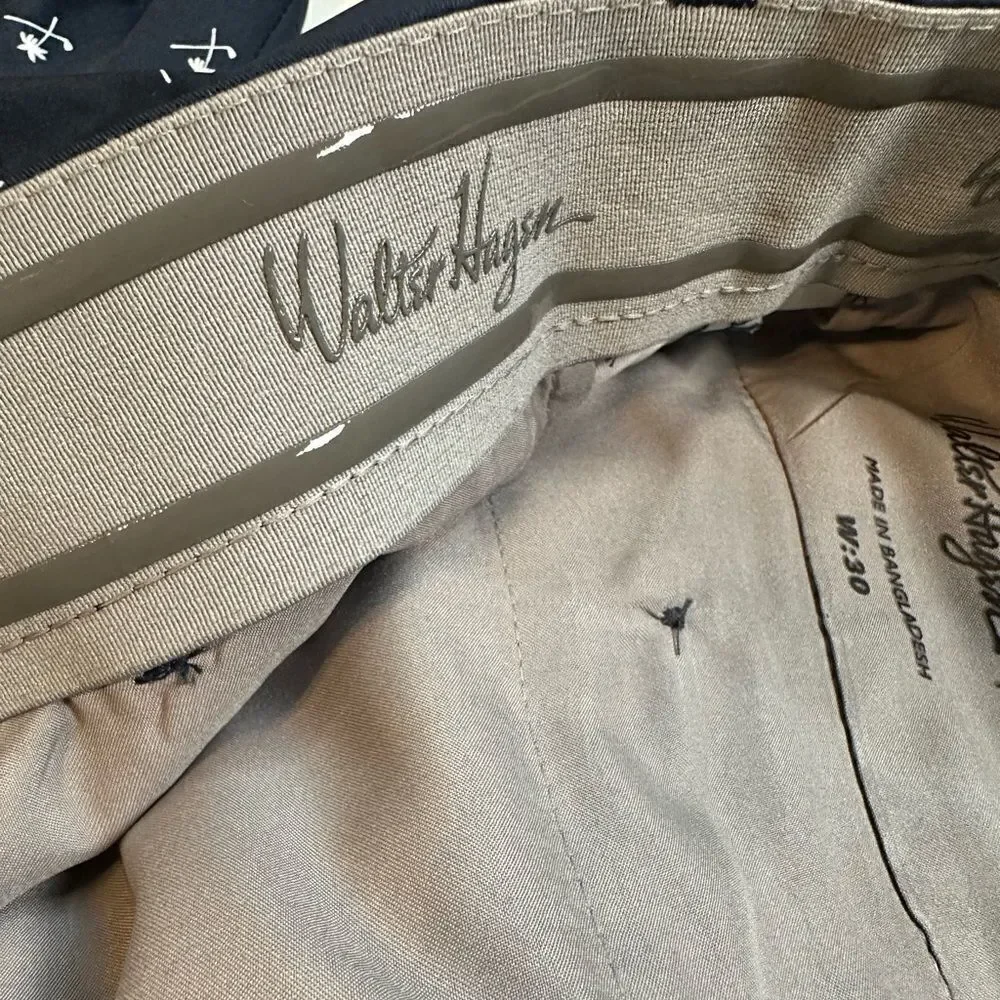 NWT Walter Hagen Navy Blue Palm Club Print Golf Casual 10” Shorts  - Size 30”